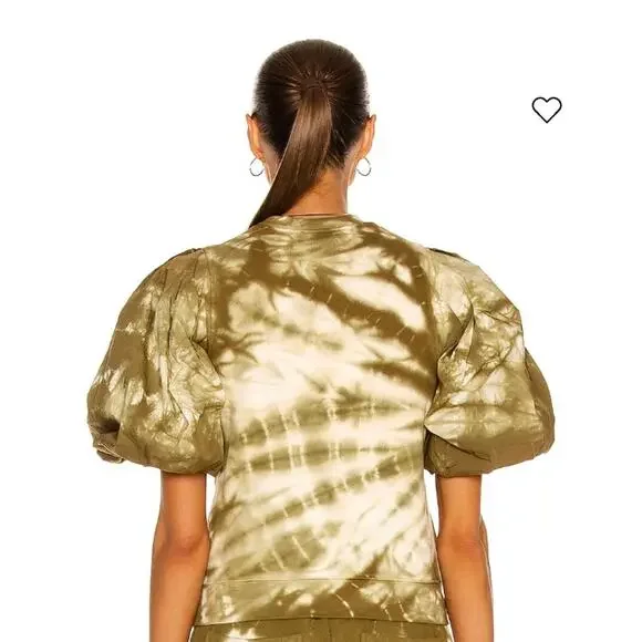 Ulla Johnson Elliot Pullover Tie Dye Puff Sleeve Sweatshirt. Large - Picture 2 of 3